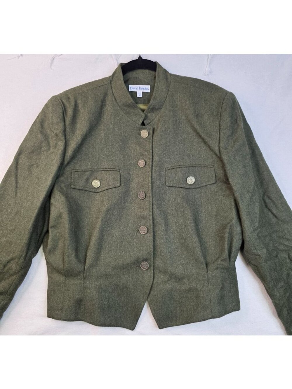 Vintage David Brooks Worsted Wool Jacket 14 Green Military 90s Old Money Preppy